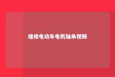 维修电动车电机轴承视频 